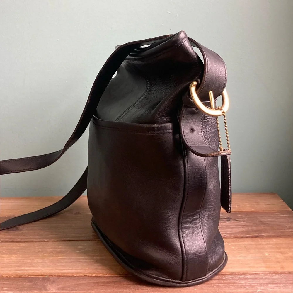 Vintage Coach 4153 Black Leather Bleecker Bucket Bag Crossbody